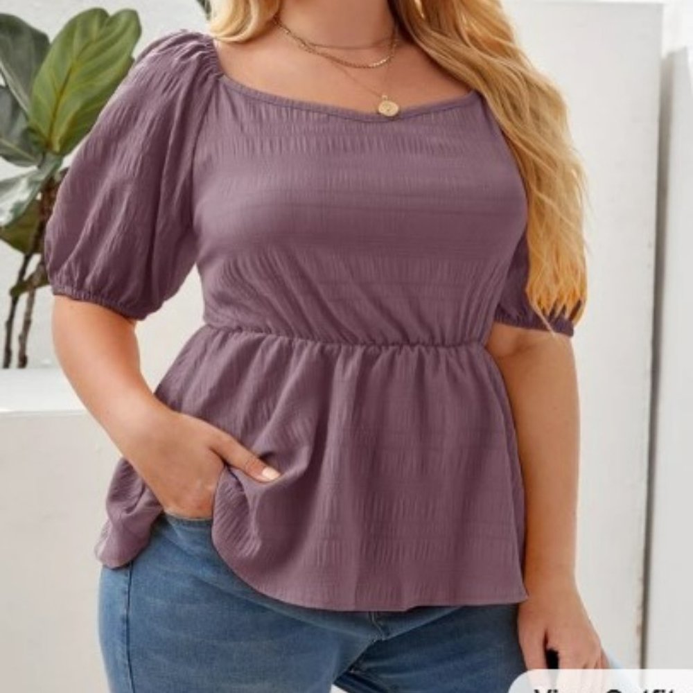 Puff Sleeve Peplum Blouse